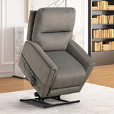 Contemporary Style Lift Chair Aesthetic Design Solid Steel Mechanism USB Port Flare Arms Wired Controller Gray Finish Primary Living Room