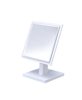 9.5" Tall Polyresin and Wood Make-Up Mirror on a Pedestal, White finish