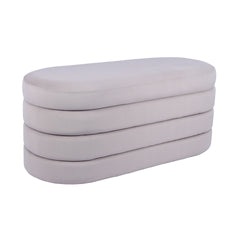 Velvet Ottoman Bench with Storage, Taupe