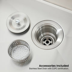 Stainless Steel Kitchen Sink, 23″x19″ Single Bowl, Overmount Handmade Sink in Dark Gray, with US Standard Drain and Hook