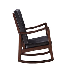 Raina Dark brown Synthenic Leather & Espresso Finish Rocking Chair