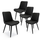 Set of 4 Modern PU Leather Dining Chairs with Thick Cushions & Metal Legs, Armless Faux Leather Side Chairs for Kitchen, Dining Room