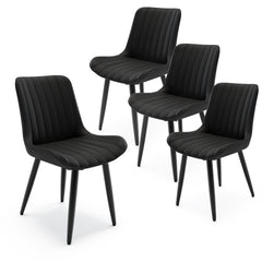 Set of 4 Modern PU Leather Dining Chairs with Thick Cushions & Metal Legs, Armless Faux Leather Side Chairs for Kitchen, Dining Room
