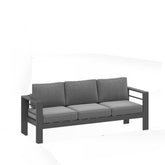 75" All-Weather Metal 3-Seat Patio Sofa Couch with Thick Gray Cushions & Gray Frame