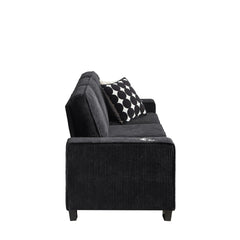 83.86"Corduroy Fabric sofa,Modern Compressed Couch,3-Seater Sofa, Furniture for Living Room,Bedroom,office ,Black