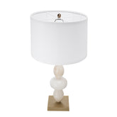 D14x26.3" White and Gold Three Tiered Round Table Lamp with Drum Shade(Lamp Shade Assembly Required)