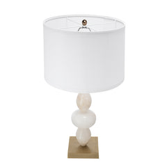 D14x26.3" White and Gold Three Tiered Round Table Lamp with Drum Shade(Lamp Shade Assembly Required)