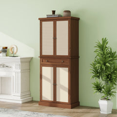 4 Door Cabinet with 1 Drawer, with 4 Adjustable Inner Shelves, Storage Cabinet