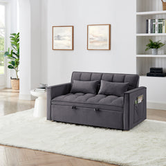 54.33 inch versatile foldable sofa bed in 3 lengths, modern sofa sofa sofa velvet pull-out bed, adjustable back (GRAY)