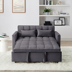 54.33 inch versatile foldable sofa bed in 3 lengths, modern sofa sofa sofa velvet pull-out bed, adjustable back (GRAY)