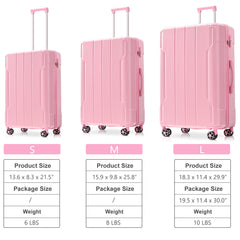 Luggage Sets 3 Piece, Hard shell ABS Lightweight Durable Suitcases with Double Spinner Wheels 20/24/28 Inch (Pink)