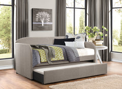 Modern Design Daybed Gray Fabric Upholstery Arch Shaped Back Panel Modern Home Furniture 1pc Pull-out Trundle Bed with Casters
