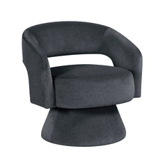 Modern Luxury Swivel Accent Chair 1pc Dark Gray Velvet Upholstery Solid Wood Stylish Home Furniture