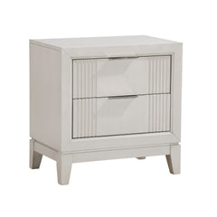 Antique White Finish 1pc Nightstand with 2x Drawers Modern Bedroom Furniture, Reeded Fronts, Bedside Cabinet with Drawers