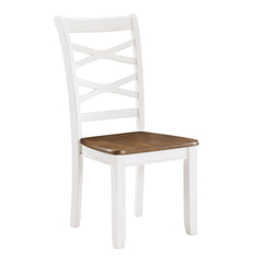 Cherry and White Finish 7pc Dining Set Table and 6 Side Chairs Set Double X-Back Design Wooden Casual Country Style Dining Room Furniture