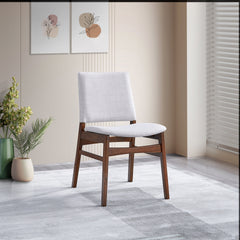 Gusto Mid-Century Modern Fabric Dining Chair (Set of 2) in Light Gray with Solid Wood Frame 22.4"W x 18.1"D x 31.1"H for Living Room Bedroom Outdoor