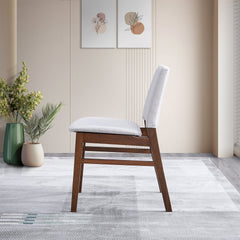 Gusto Mid-Century Modern Fabric Dining Chair (Set of 2) in Light Gray with Solid Wood Frame 22.4"W x 18.1"D x 31.1"H for Living Room Bedroom Outdoor