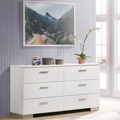 Dulcey White High Gloss 6-drawer Dresser