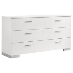 Dulcey White High Gloss 6-drawer Dresser