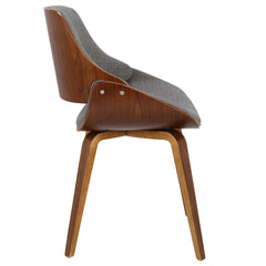 Fabrizzi Mid-Century Modern Dining/Accent Chair in Walnut Wood and Grey Fabric by LumiSource - Set of 2