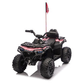24V 160W Kids Electric Ride-On ATV – Realistic Off-Road Design with 2WD,Decorative Flags,On/Off Light Switch,Volume Control W/ Bluetooth,USB Port,Built-in Music & Multi-Color,recommended age:3-6