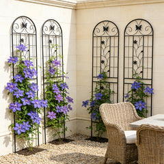 2 Pack Metal Garden Trellis 86.7" x 19.7" Rustproof Trellis for Climbing Plants Outdoor Flower Support Black