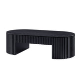 51.18'' Oval Wood Coffee Table With Drawer Mid Century Modern Coffee Table Unique Coffee Table for Living Room Furniture, Tea Table BLACK