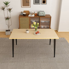63-inch Modern Dining Table, Wooden Tabletop & Rust-Resistant Iron Legs, Rectangular Kitchen Table for 6-8 People, Rustic Industrial Design for Dining Room, Patio(Table Only)