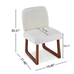 Dining Chair Set of 2, Plush Fabric Upholstered Dining Chairs with Curved Wooden Legs and Beige Fabric,300lbs Capacity