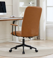 Antique brown PU leather color office chair, with armrest, high backrest, soft foam seating, 360 degree swivel , up and down adjustable gaslift,black powder coated frame,five star base, black wheels