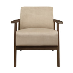Modern Home Furniture 1pc Accent Chair Cushion Seat Back Light Brown Upholstery Solid Wood Frame