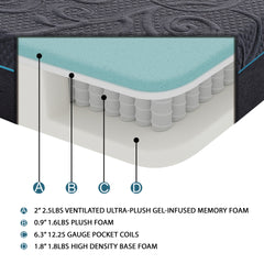 11-inch Full Size Bed Mattress Gel-Infused Memory Foam Hybrid Mattress, Dark Gray, Mattress in a Box