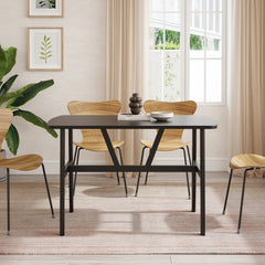 Dining Table for 4-6 Person, Rectangular Wood Kitchen Table, Modern Dinner Table with Sturdy Metal Frame for Dining Room, Kitchen, 47.2 inch, Black