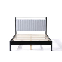 Queen Wood Bed Frame with Fluffy Soft Headboard