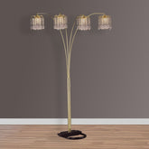 1pc Modern Design Classic Luxury Sleek Multi-head Floor Arc Lamp Half Moon Radiant Crystal-encrusted Sleek Metallic Stems Living Room Gold Arc Lamp
