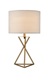 26.25" Tall "Ester" Mid-Century Metal Table Lamp, Hourglass Design, Matte Gold