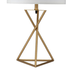 26.25" Tall "Ester" Mid-Century Metal Table Lamp, Hourglass Design, Matte Gold