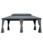 12' X 20' Hardtop Gazebo, Upgraded Metal Gazebo with Drainage System, Dual-Layer Galvanized Steel Roof, Curtain and Netting, Outdoor Shelter Canopy for Patio, Garden, and Backyard, Grey