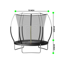 YC 6FT Springfree no Gap Trampoline- Blak