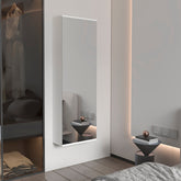 Montauk 5-Shelf Wall Mounted Shoe Cabinet with Mirror Door White