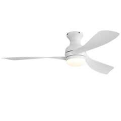 52-Inch Ceiling Fan With Light And Remote,DC Motor,Dimmable LED Light,3 White ABS Blades,Ideal For Bedroom,Living Room,Kitchen
