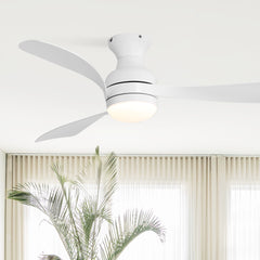 52-Inch Ceiling Fan With Light And Remote,DC Motor,Dimmable LED Light,3 White ABS Blades,Ideal For Bedroom,Living Room,Kitchen
