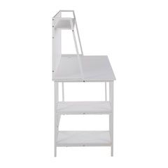 Geo Shelf Contemporary Desk in White Steel and White Wood by LumiSource