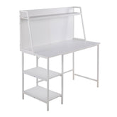 Geo Shelf Contemporary Desk in White Steel and White Wood by LumiSource