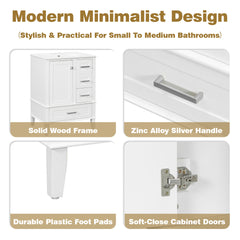 24.8" Bathroom Vanity with Ceramic Sink, Modern Freestanding Cabinet Featuring Soft-Close Door, Deep Drawer, Shallow Drawer & Wide Drawer for Space-Saving Storage