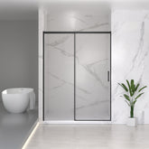 56-60" W x 74" H Semi-Frameless Sliding Shower Door, 1/4" (6mm) Clear SGCC Tempered Glass, Matte Black Finished, Adjustable Width – No Cutting Required