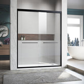 Sliding Shower Glass Door 50-54 in. W x 72 in. H, Adjustable Semi Frameless Shower Door, Certified Thick Clear Clear Tempered Glass, 304 Stainless Steel Handles, Black Finish