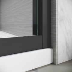 Sliding Shower Glass Door 50-54 in. W x 72 in. H, Adjustable Semi Frameless Shower Door, Certified Thick Clear Clear Tempered Glass, 304 Stainless Steel Handles, Black Finish