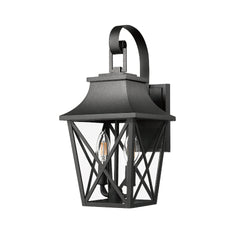 Black Outdoor Wall Lantern 2-Light,Large Outside Modern Wall Sconce Light Fixture,Industrial Porch Light Wall Mount with Glass,Waterproof Farmhouse Exterior Lamp Lighting (1 Pack)