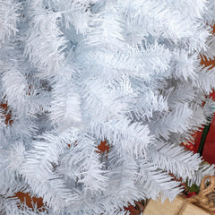 HOMCOM 7ft Pencil Christmas Tree, Unlit Artificial Christmas Tree Slim Douglas Fir Xmas Tree with Realistic Branches, Halloween Tree with 818 Tips, White